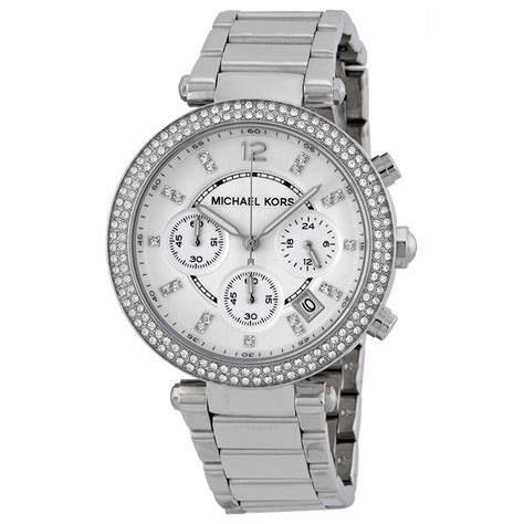 michael kors watch parker silver|Michael Kors parker chronograph.